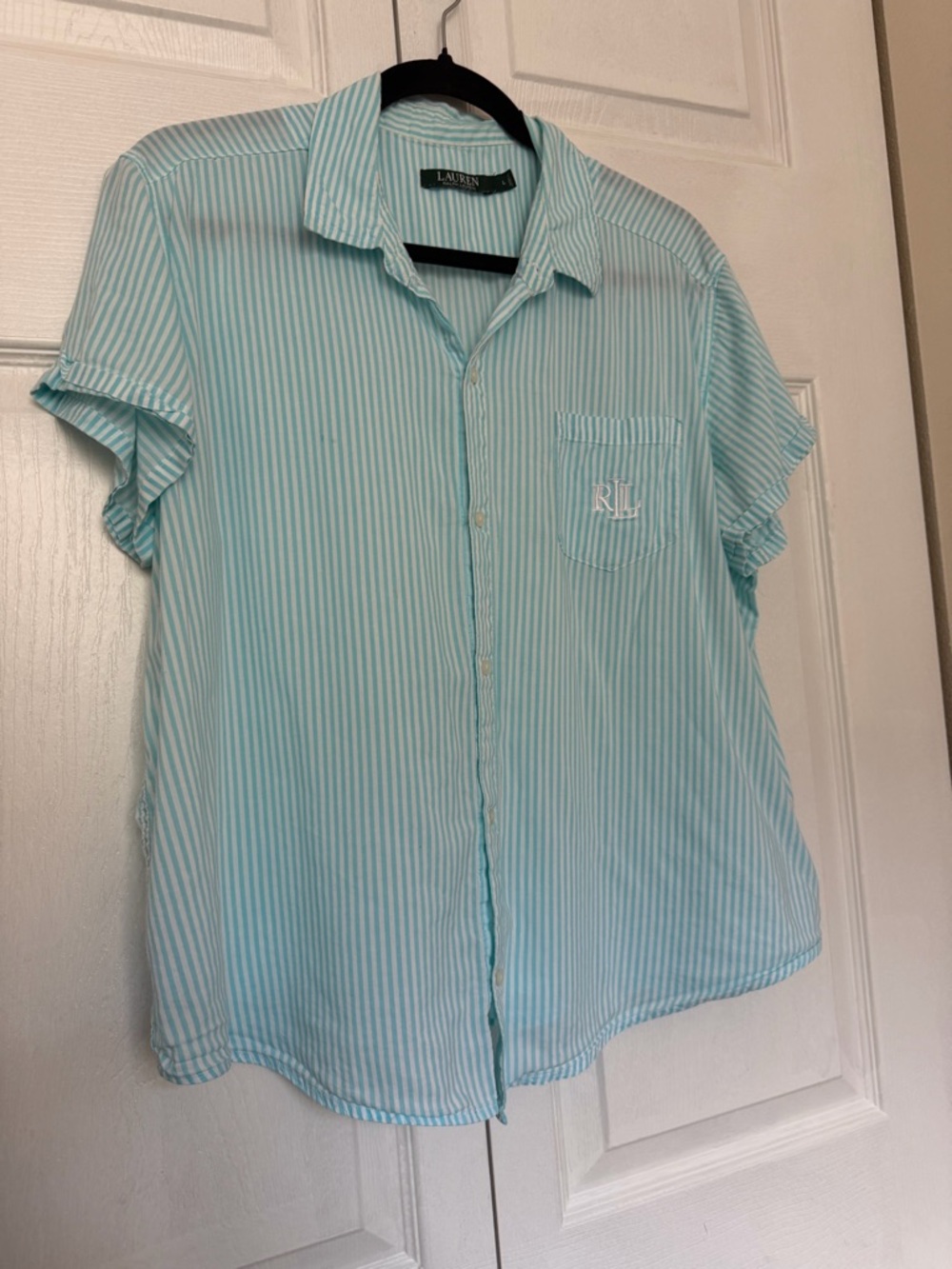 Lauren Ralph Lauren Light Aqua Stripe Button-Up Shirt